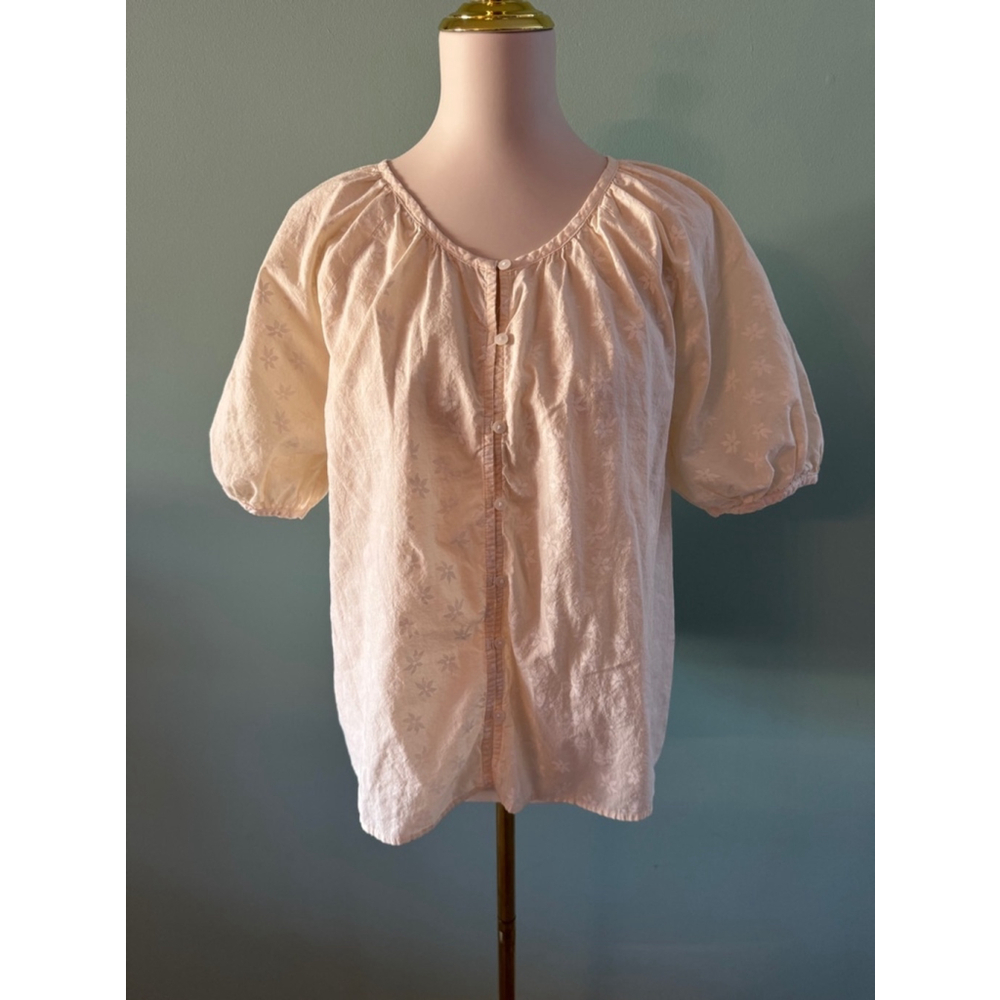 Universal Thread Pale Pink Embroidered Puff Sleeve Blouse